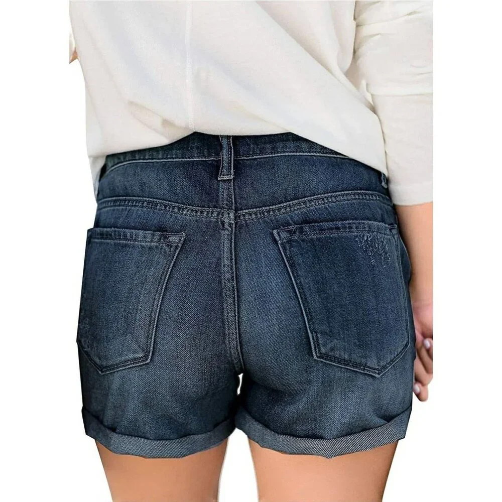 Shorts Sm Distressed Cuffed Ripped jean Denim Shorts Mid Rise Summer Classic